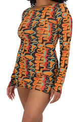 OLEO LONG SLEEVE MINI DRESS