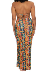 OLEO RUCHED SLIT MAXI SKIRT