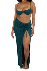 IRATI RUCHED SLIT MAXI SKIRT