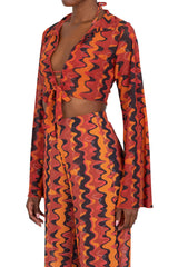 MARACUYA TIE FRONT CROP SHIRT