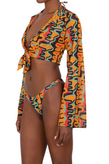 OLEO TIE FRONT CROP SHIRT